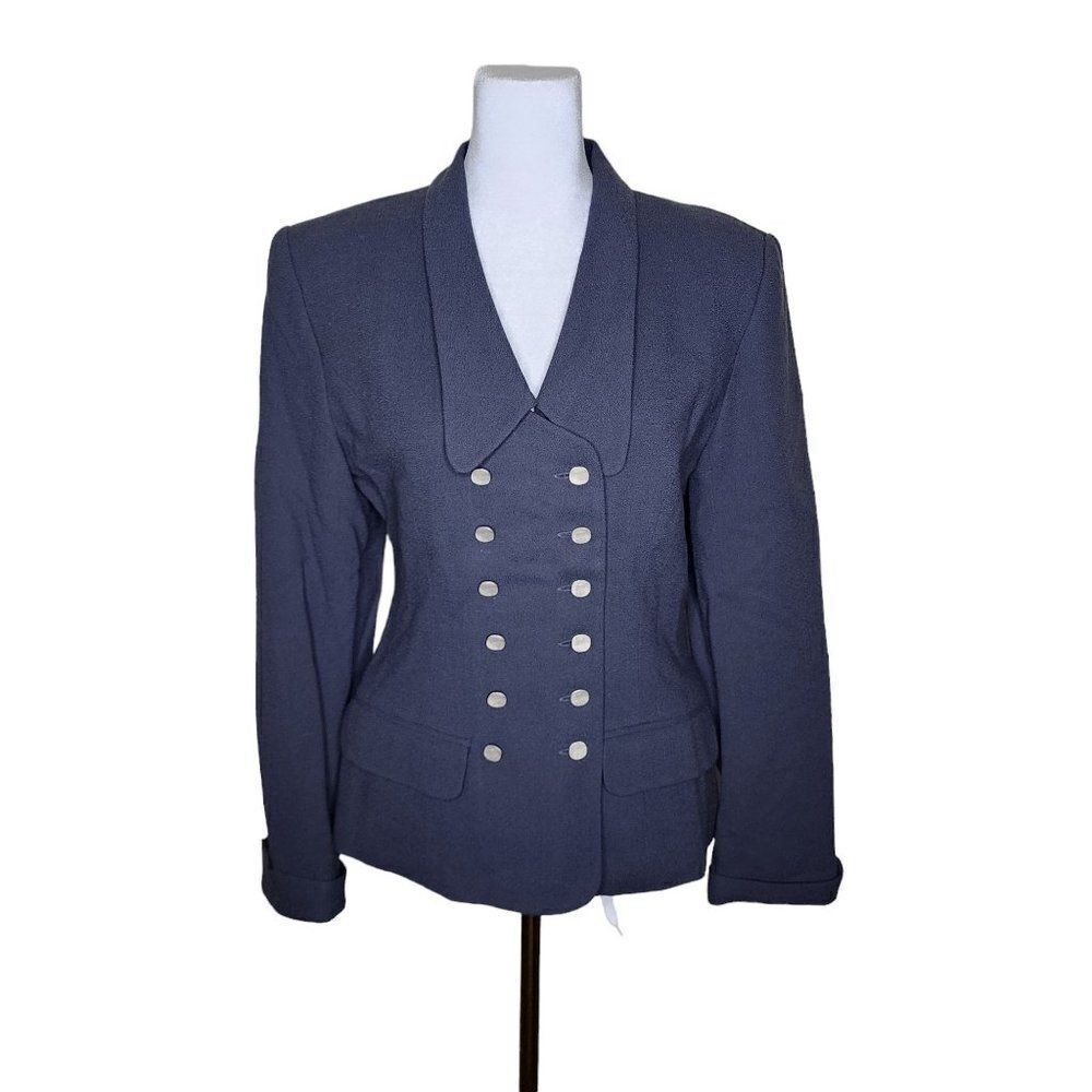 Vintage 70s Rina Rossi Fitted Peacoat Style Button Blazer Womens Size S Gray